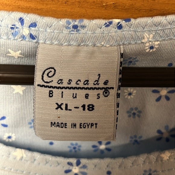 Cascade Blues women’s Tank Shirt top light blue floral XL‎ 18 lightweight summer - Picture 4 of 8